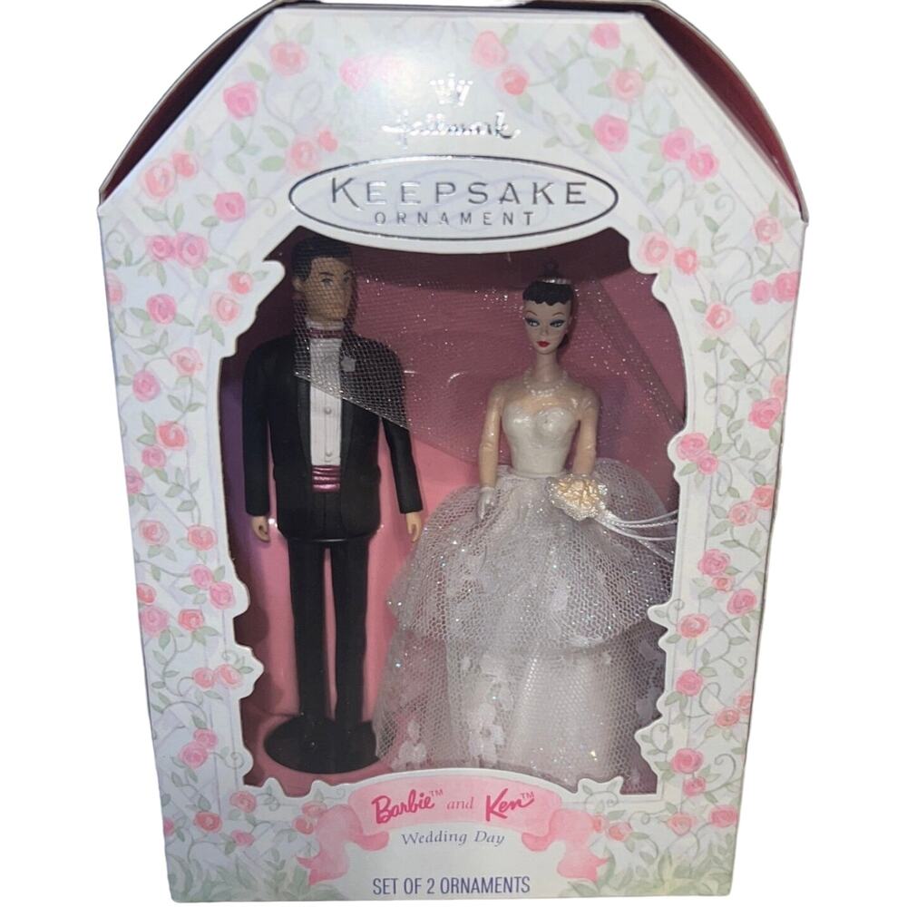 Vintage 1997 Wedding Day Barbie & Ken Hallmark Keepsake Ornaments/Marriage